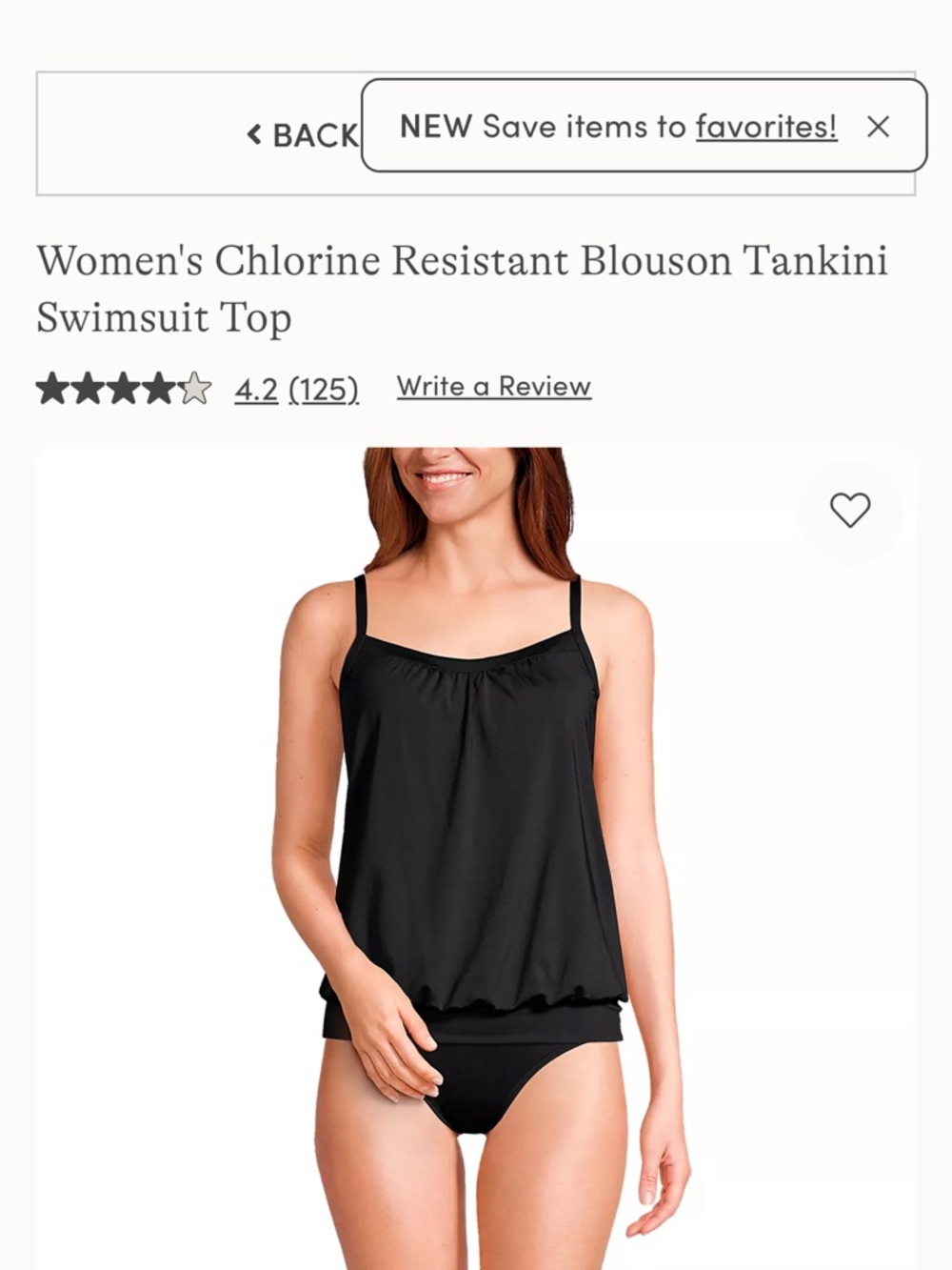 Lands' End Black Swimwear Top
